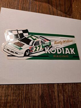 Vintage Rusty Wallace Kodiak Nascar Bumper Sticker Race Car Mancave Decal